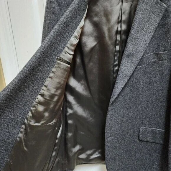 Brooks Brothers 346 Blazer Men 46R 48R Gray Wool 2 Button Vent Lined Dry Cleaned - Picture 6 of 10